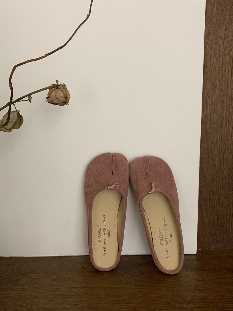 Gentle Late Night Style Pig'S Trotter Shoes Women'S 2024 Suede Korean Style Soft Bottom Shallow Mouth Half Shoes - Image 1